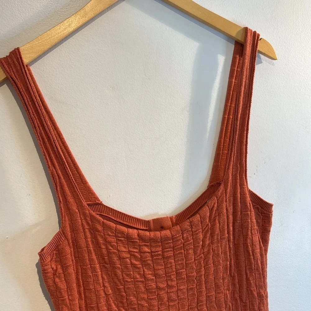 Free People Beach burnt orange seersucker mini dress medium - Picture 11 of 12